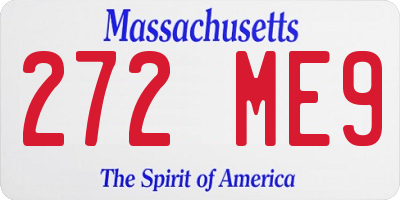 MA license plate 272ME9