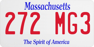 MA license plate 272MG3