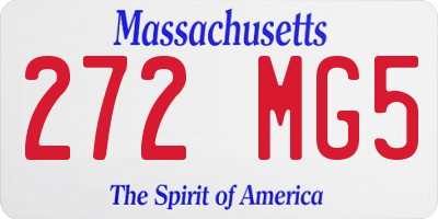 MA license plate 272MG5