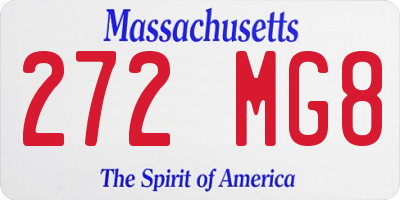 MA license plate 272MG8