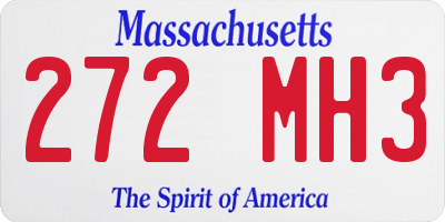MA license plate 272MH3