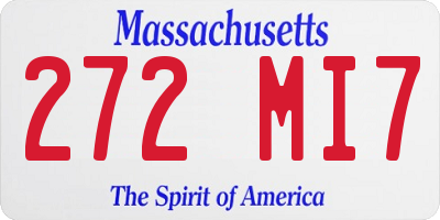 MA license plate 272MI7