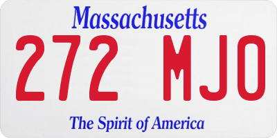 MA license plate 272MJ0