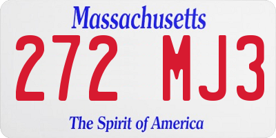MA license plate 272MJ3