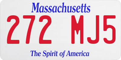 MA license plate 272MJ5
