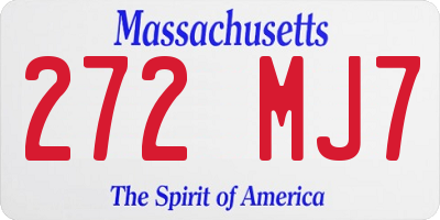 MA license plate 272MJ7