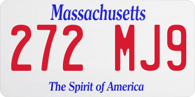 MA license plate 272MJ9