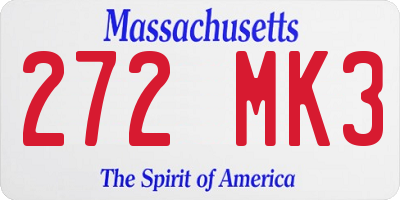 MA license plate 272MK3