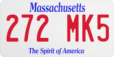 MA license plate 272MK5