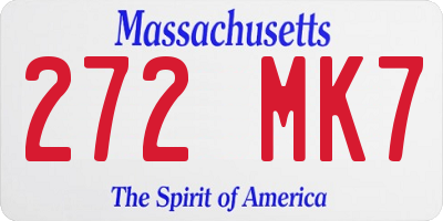 MA license plate 272MK7