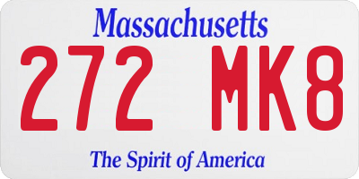 MA license plate 272MK8