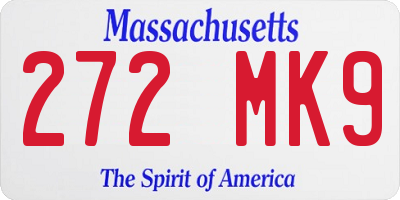 MA license plate 272MK9