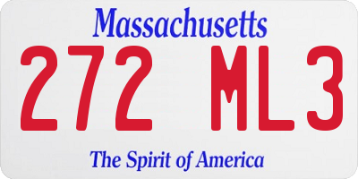 MA license plate 272ML3
