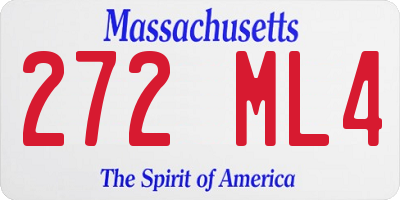 MA license plate 272ML4