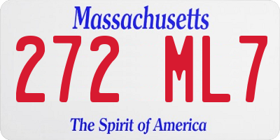 MA license plate 272ML7