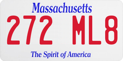 MA license plate 272ML8