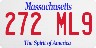 MA license plate 272ML9