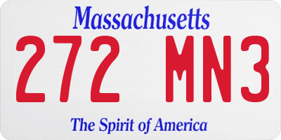 MA license plate 272MN3