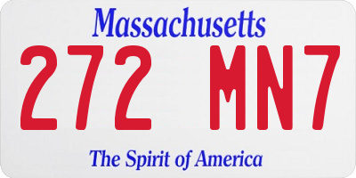 MA license plate 272MN7