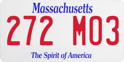 MA license plate 272MO3