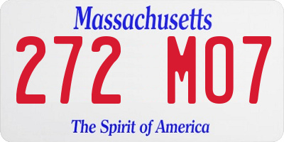 MA license plate 272MO7