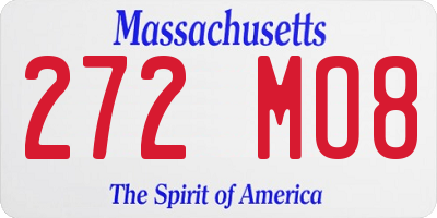 MA license plate 272MO8