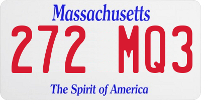 MA license plate 272MQ3