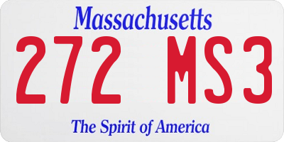 MA license plate 272MS3