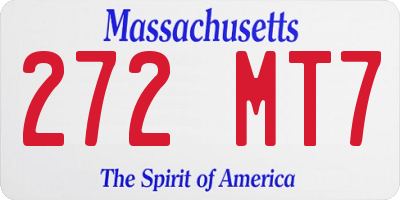 MA license plate 272MT7