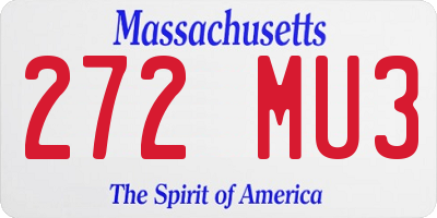 MA license plate 272MU3