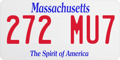 MA license plate 272MU7