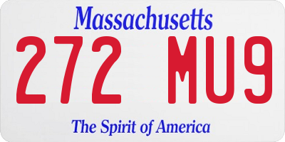 MA license plate 272MU9