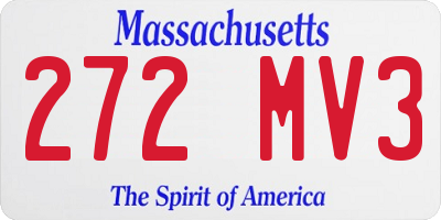 MA license plate 272MV3