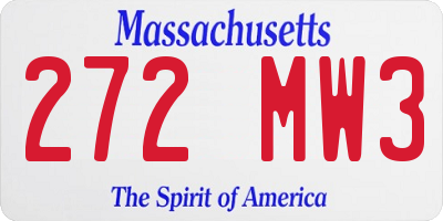 MA license plate 272MW3
