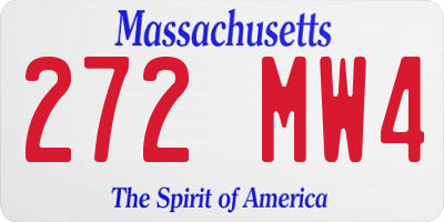 MA license plate 272MW4