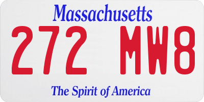 MA license plate 272MW8