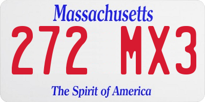 MA license plate 272MX3