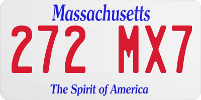 MA license plate 272MX7