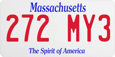 MA license plate 272MY3
