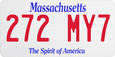 MA license plate 272MY7