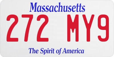 MA license plate 272MY9