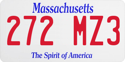 MA license plate 272MZ3