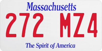 MA license plate 272MZ4