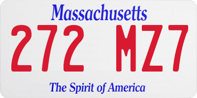 MA license plate 272MZ7