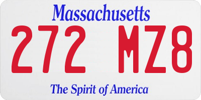 MA license plate 272MZ8