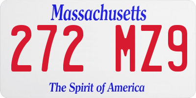 MA license plate 272MZ9