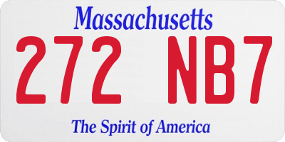 MA license plate 272NB7