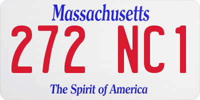 MA license plate 272NC1