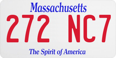 MA license plate 272NC7