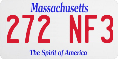 MA license plate 272NF3